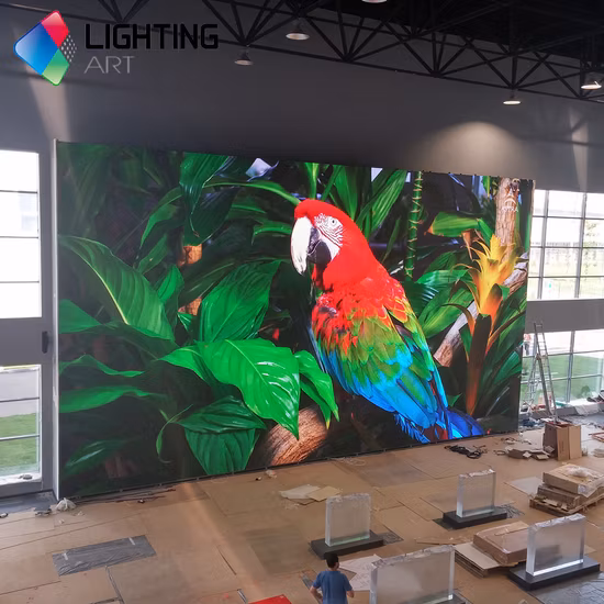 Большой светодиодный экран для внутреннего использования с использованием нашей подставки серии M для отображения